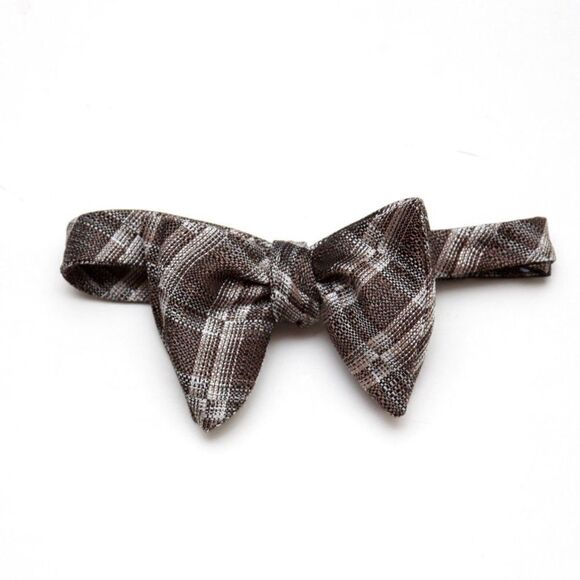 New Men's Self-tied Bow Tie 100%Silk Big Butterfly‎ Grey Plaid S650 - Picture 6 of 13